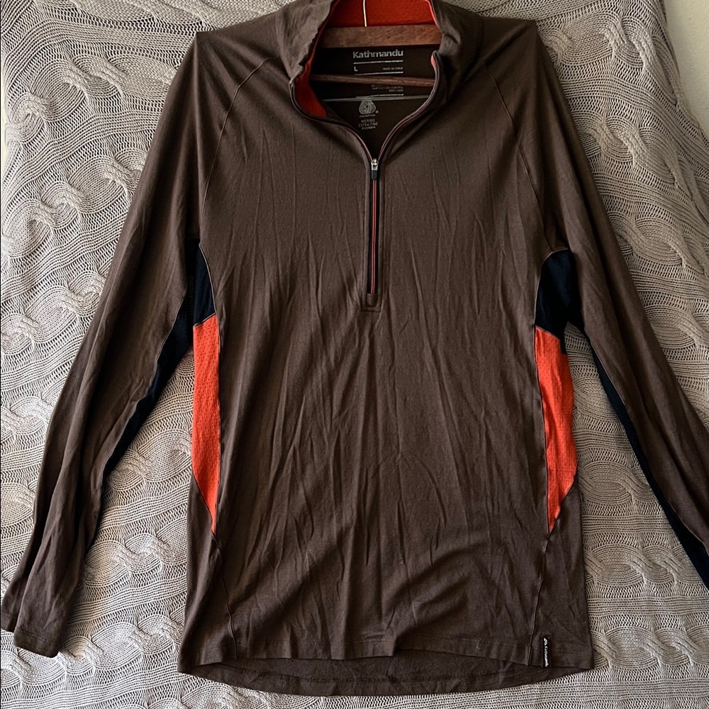 Kathmandu Brown and Orange Long Sleeve Top